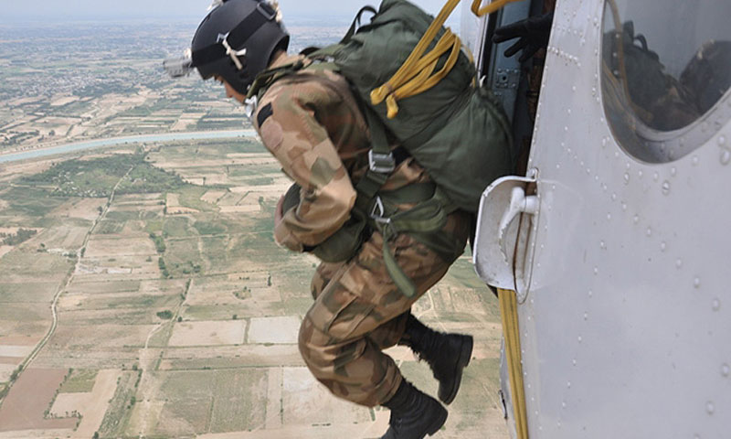 After three weeks' basic airborne training, which included exit, flight and landing techniques, the new paratroopers completed their first jump on Sunday. - ISPR photo