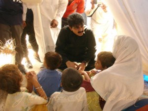 Shahbaz meeting with kids in Balakot after the earthquake in 2005