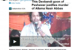 A Deobandi blogger Aamir Saeed justifies the murder of Allama Nasir Abbas