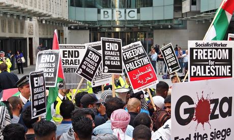 Pro-Palestine groups protest outside BBC