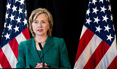 U.S. Secretary of State Hillary Rodham Clinton speaks about the situation on the Korean peninsula during a press conference in Beijing, China, Monday, May 24, 2010. Clinton said that North Korea's sinking of South Korean naval ship Cheonan has created a "highly precarious" security situation in the region and that President Barack Obama's administration is working to prevent an escalation of tension that could lead to conflict. (AP Photo/Saul Loeb, Pool)