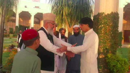 Federal Interior Minister Choudry Nisar embraces Takfiri Deobandi leader of ASWJ/LEJ Ahmed Ludhanvi